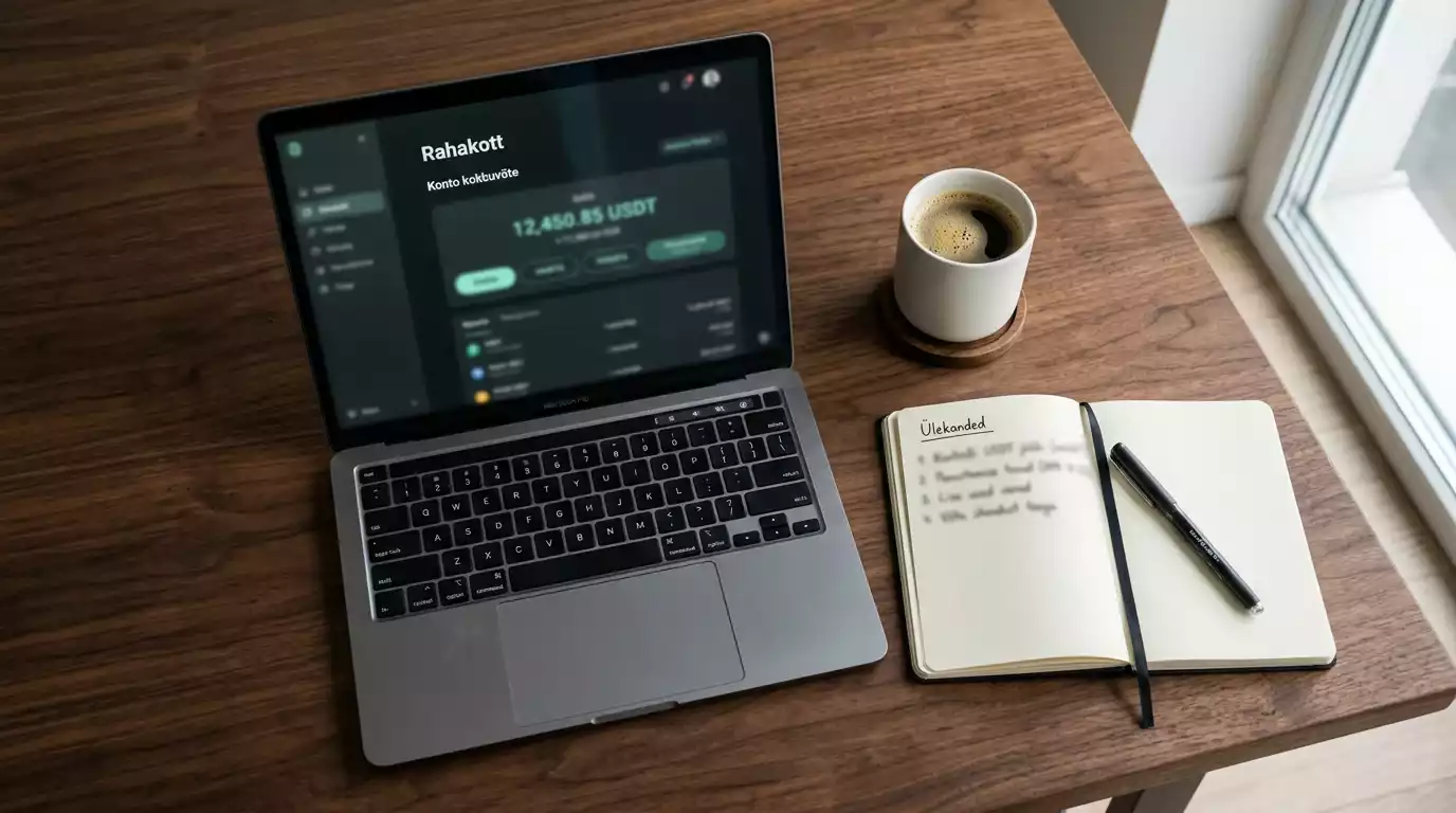 USDT stablecoin panustamiseks -- digitaalne rahakott spordikoefitsientidega ekraanil